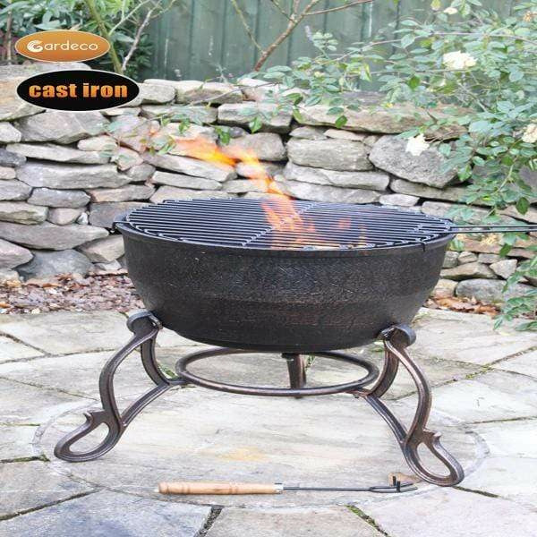 Gardeco Fire Pit Gardeco Elidir Cast Iron Fire Pit inc BBQ Grill
