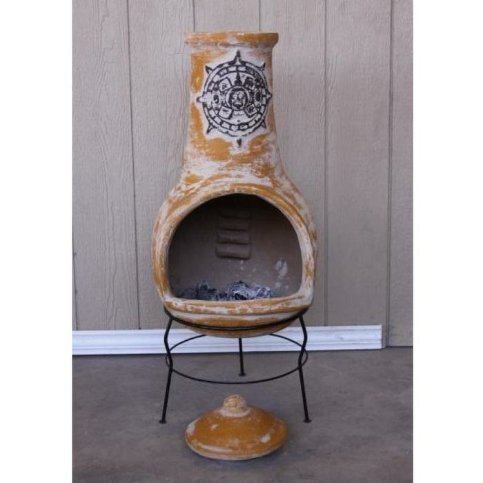 Gardeco Tulum Mexican Chimenea Extra-Large in Yellow, Inc Stand and Lid