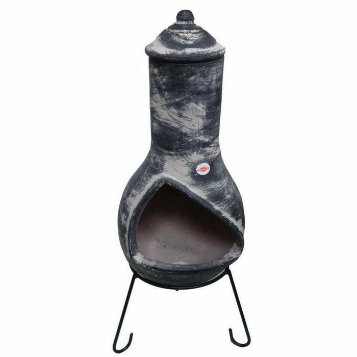 Gardeco Contemporary Jalisco Mexican Chimenea in Dark Grey, Inc Stand and Lid