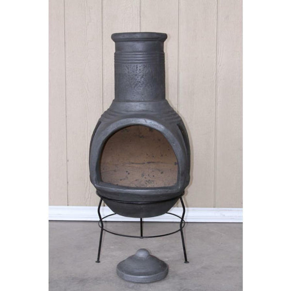 gardeco Chimenea Gardeco Tosca Mexican Chimenea, Extra-Large Light Grey, Inc Stand and Lid