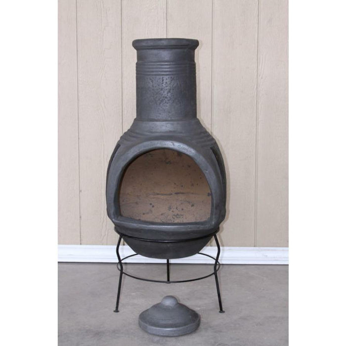 Gardeco Tosca Mexican Chimenea, Extra-Large Light Grey, Inc Stand and Lid