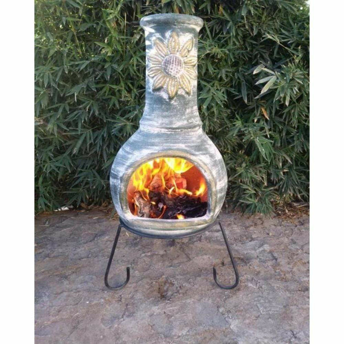 Gardeco Girasol Mexican Clay Extra Large Chimenea in Green